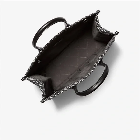 NWT Michael Kors Medium Metallic Black Geometric Tote Bag - Picture 3 of 3